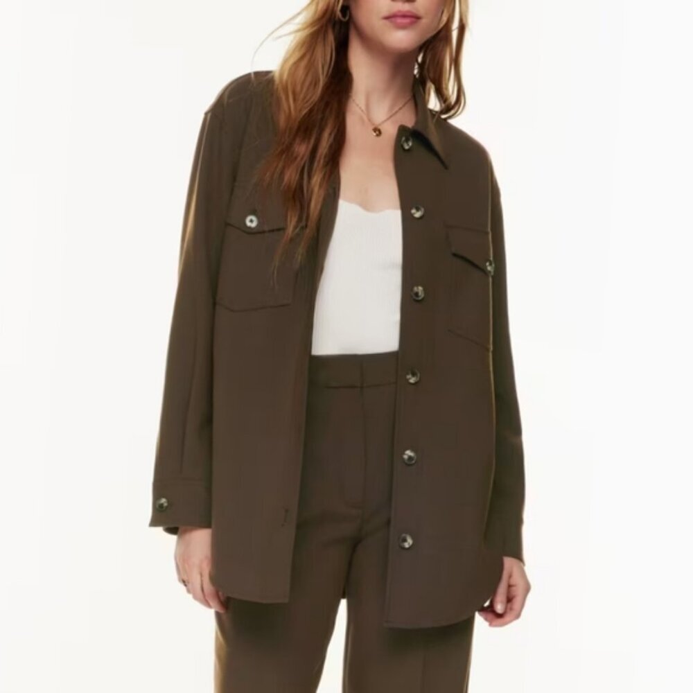 WILFRED Crepette Ganna Shirt Jacket Dark Charcoal Grey XS ARITZIA - Picture 4 of 12